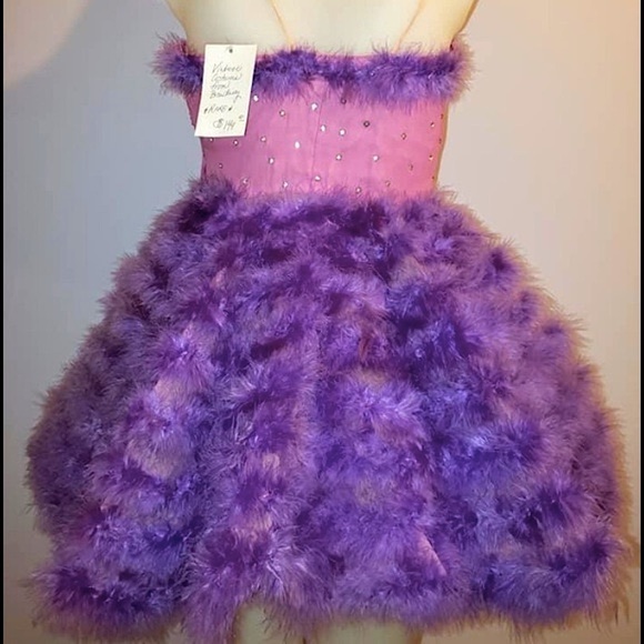 Unique Vintage Marabou Feather & Diamond Dress - Picture 5 of 10